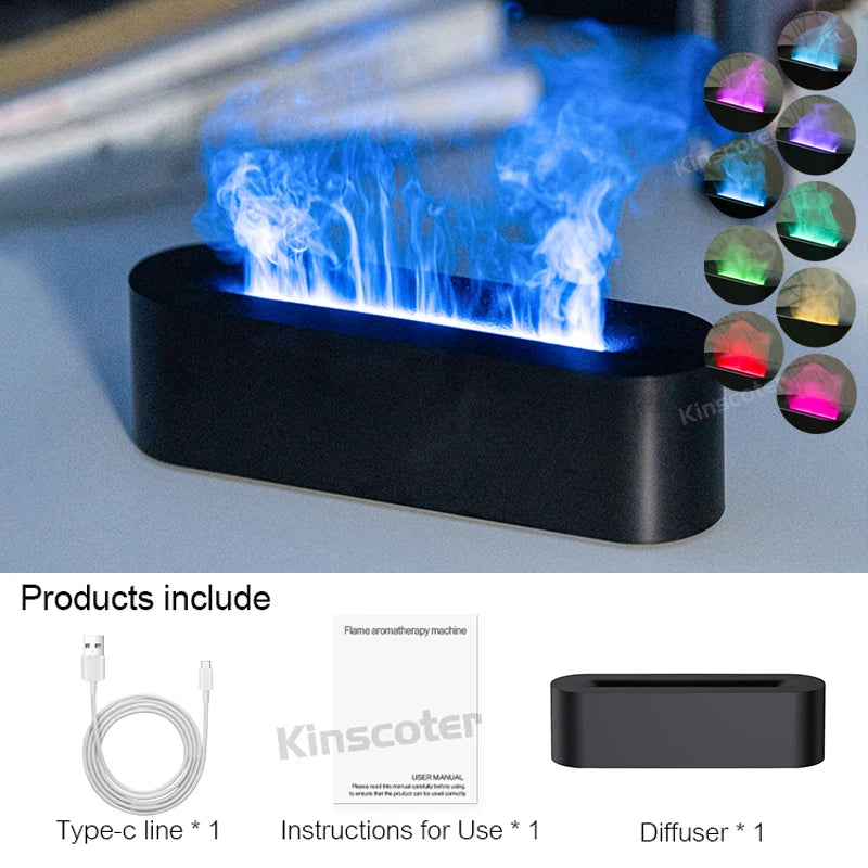 Diffuseur d'Arômes Flamme LED – Humidificateur Ambiance