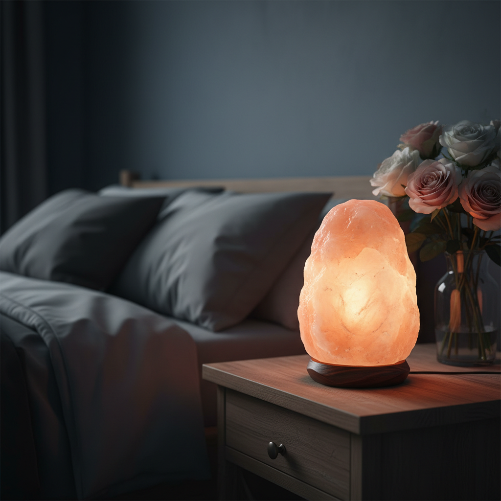 Lampe Sel de l'Himalaya lumière ambreée cosy