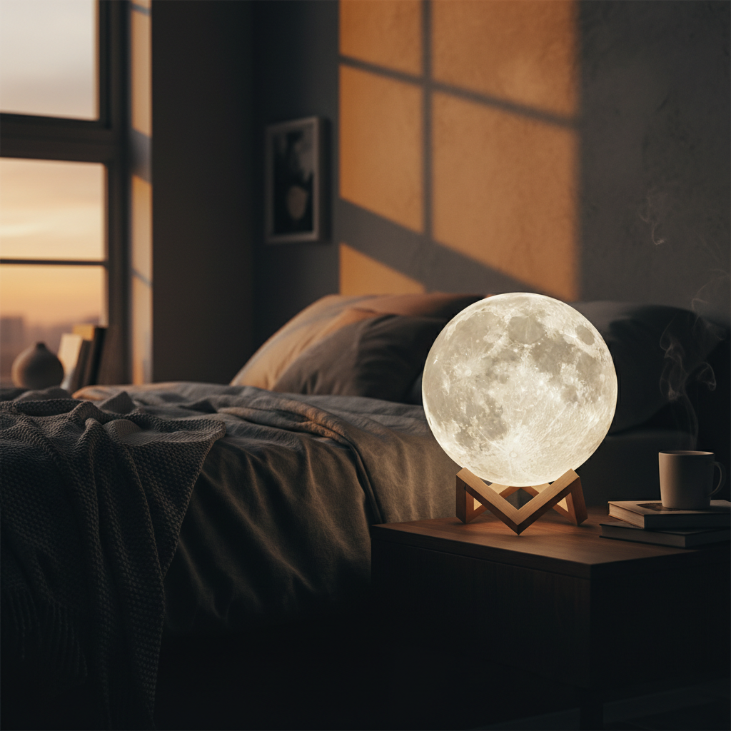 Lampe Lune LED 3D ambiance cosy chambre