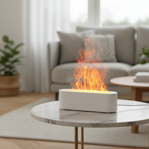 Diffuseur Flamme LED dans un intérieur moderne et chaleureux